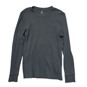 H&M Men’s Long-Sleeve Waffle Knit Tee - Charcoal